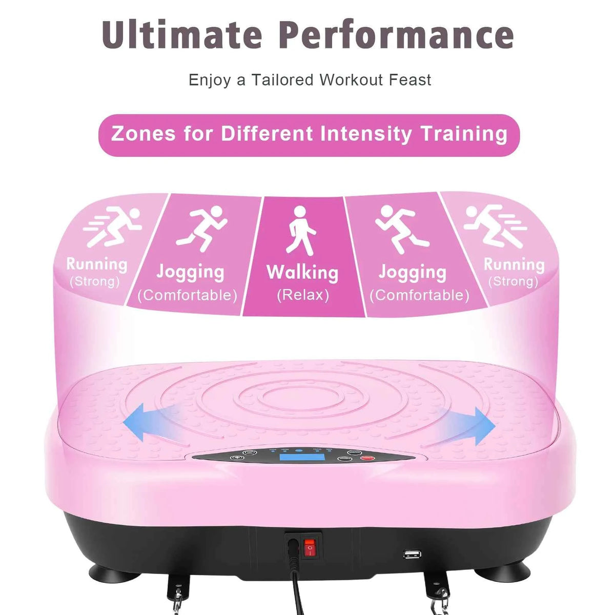 Portable Vibration  Exercise Machine for Whole Body Workout  with Bluetooth. Resistance Bands 5 Yoga Straps, 10 Auto, 200 Manual Speed Settings for Weight Loss & Shaping