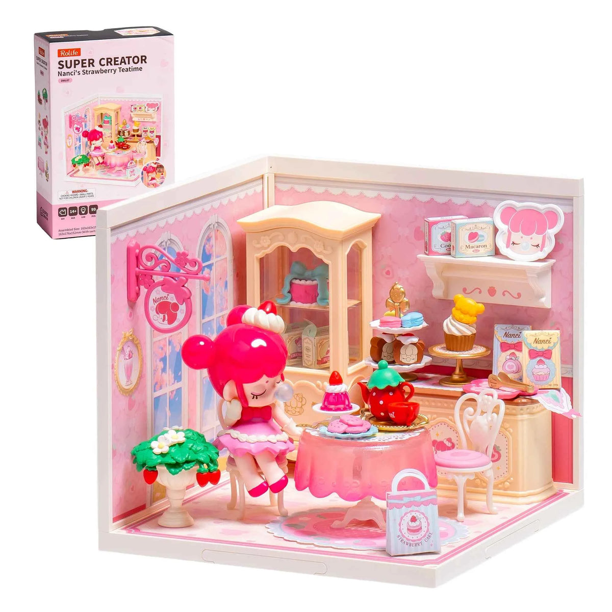 Rolife DIY Dollhouse 3D Puzzle Model Building Kit. Nanci Strawberry Teatime Super Creator DIY Craft Kit with LED Light for Home Decor. Holiday Gift for Adults or Teens
