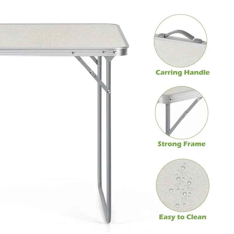 Folding Table, Portable Picnic Camping Table with Handle for Outdoor Indoor Yard