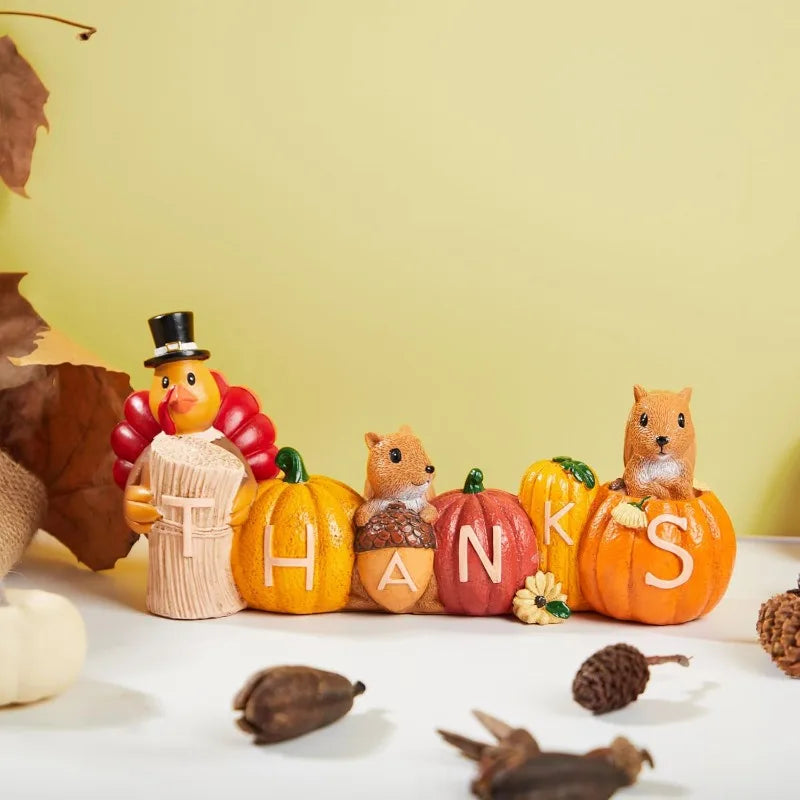 Thanksgiving Pumpkin Turkey Tabletop Centerpiece. Resin Turkey Figurines. Fall Harvest Table Decor. Thanksgivings or Autumn Decor