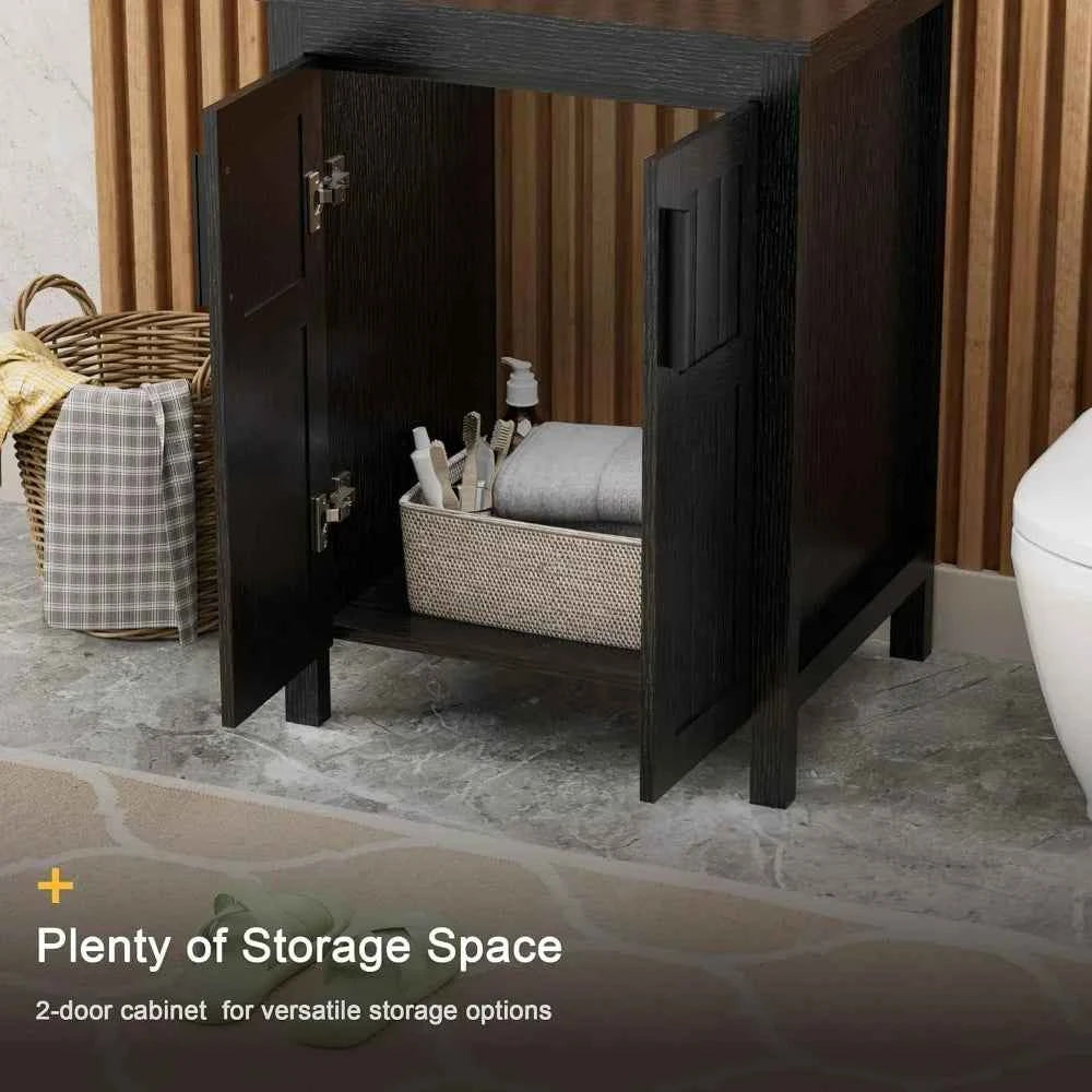 Black 24" Bathroom Vanity with Sink Combo,Modern Vanity with Vessel Sink,Stylish Bathroom Vanity Cabinet,Grooved, Customized
