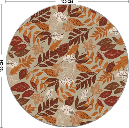 Artoid Mode Maple Leaves Fall Round Rug, Autumn, Thanksgiving Home Decor.  Non Slip, Washable Area Rug. Indoor, 4 Feet Diameter