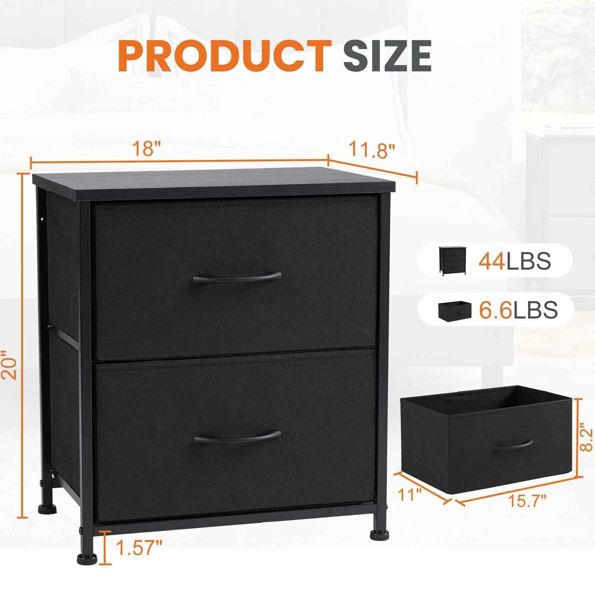 JHK Nightstand. 2  Drawers