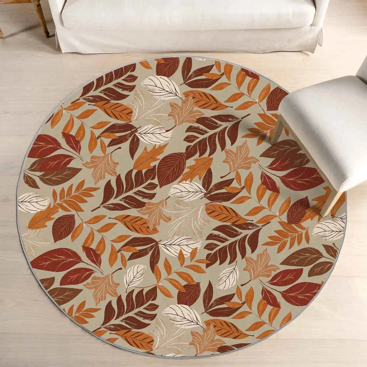 Artoid Mode Maple Leaves Fall Round Rug, Autumn, Thanksgiving Home Decor.  Non Slip, Washable Area Rug. Indoor, 4 Feet Diameter
