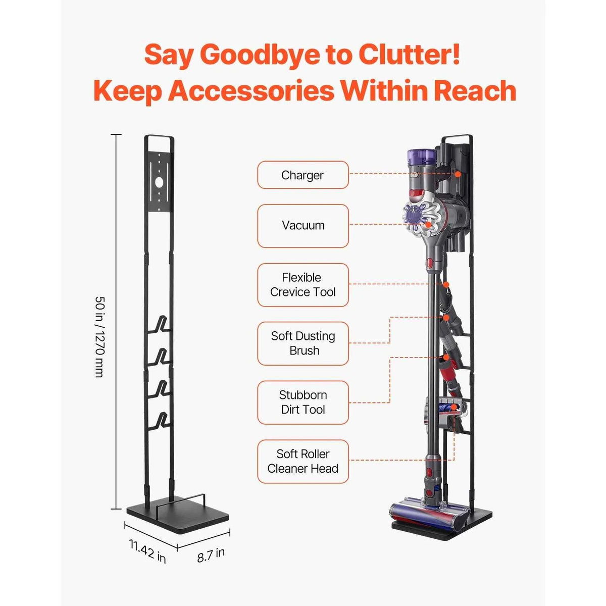 Vacuum Stand Compatible With Dyson Stable Holder with 4 Hooks for Dyson DC30/31/34/35/58/59/62/74 Cordless Upright
