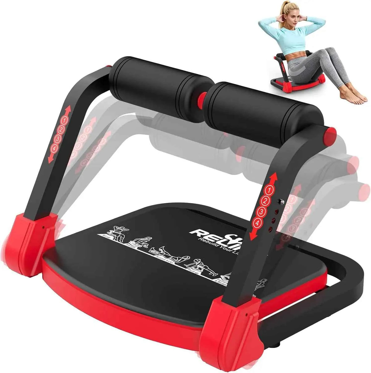RELIFE Abdominal Trainer.  Foldable & 3 Resistance Levels. Sit-up Ab Workout Machine