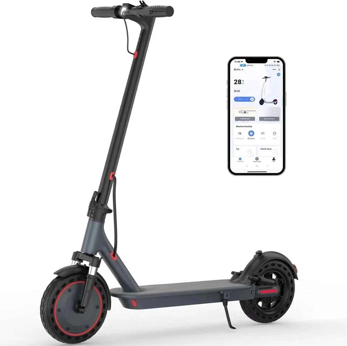 AOVOPRO TMAX 10inch Electric Scooter, 500W, 22MPH. For Adult. TUYA  APP Smart Scooter, Shock-absorbing Anti-skid Folding Electric Scooter
