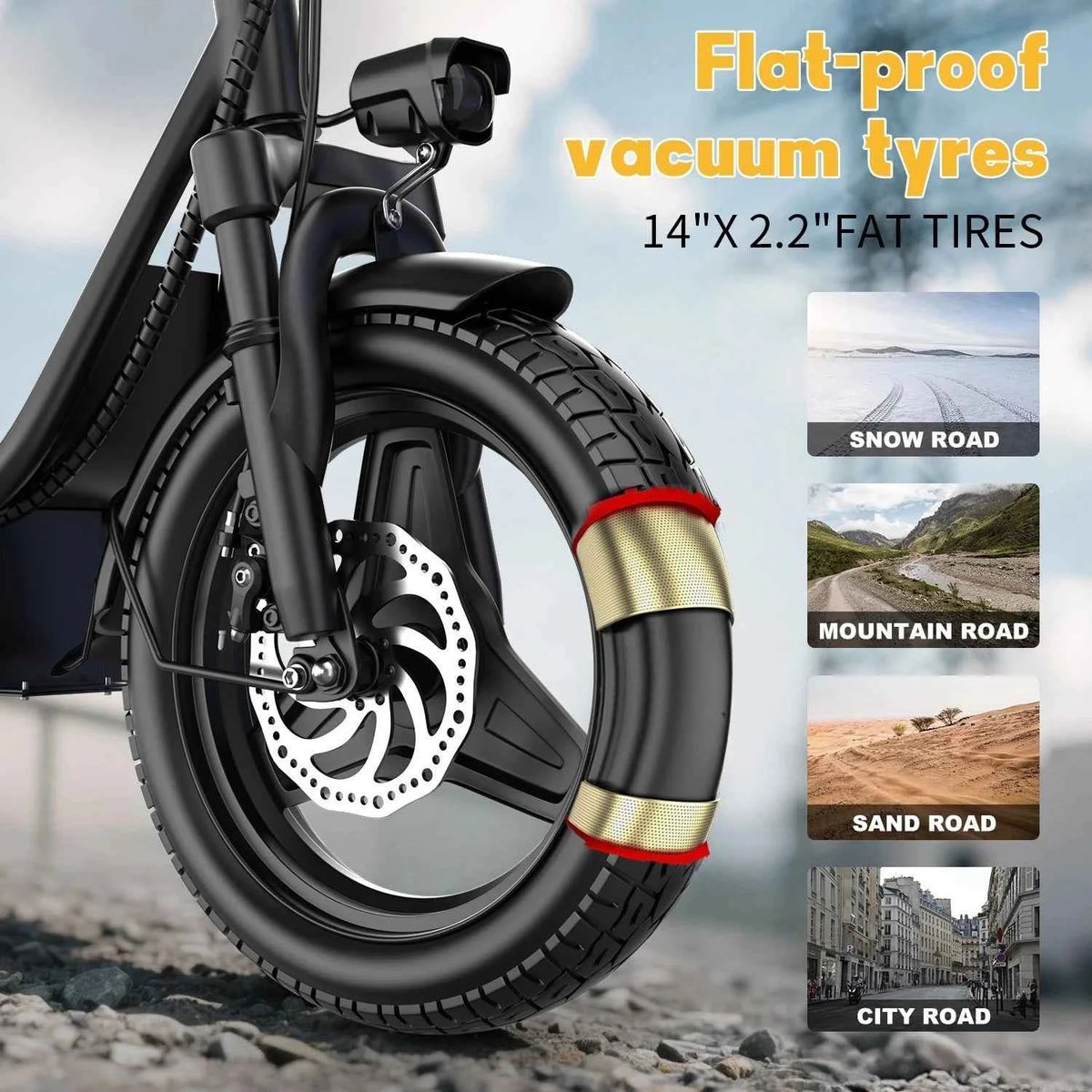 UPlee GQ8 Electric Bike For Adults, Folding Electric Bike, 500W Peak Motor, Scooter Electric Bike With 14" Tire, 48V, 15AH Battery