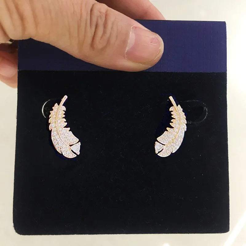 Buy One Get One Free S925 Pure Silver Full Diamond Mysterious Feather Earrings. Exclusive To High-end Luxury Banquets