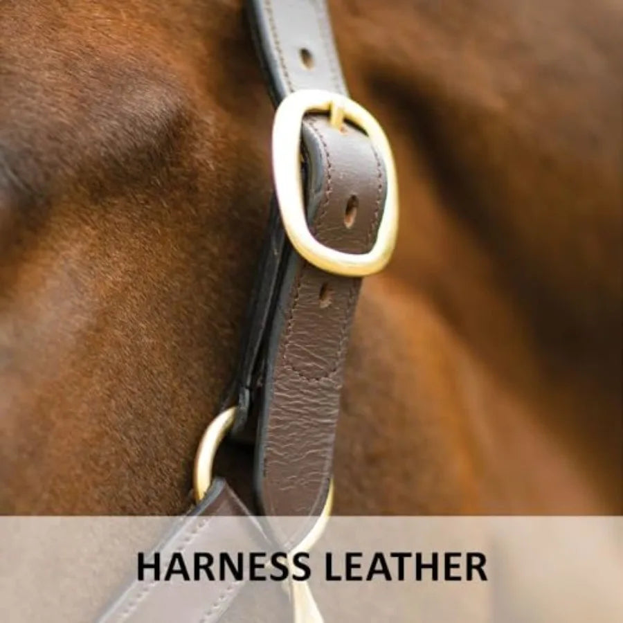 Horse halter for daily use. Premium Lancaster leather. Classic brown with Adjustable fit with solid brass hardware.