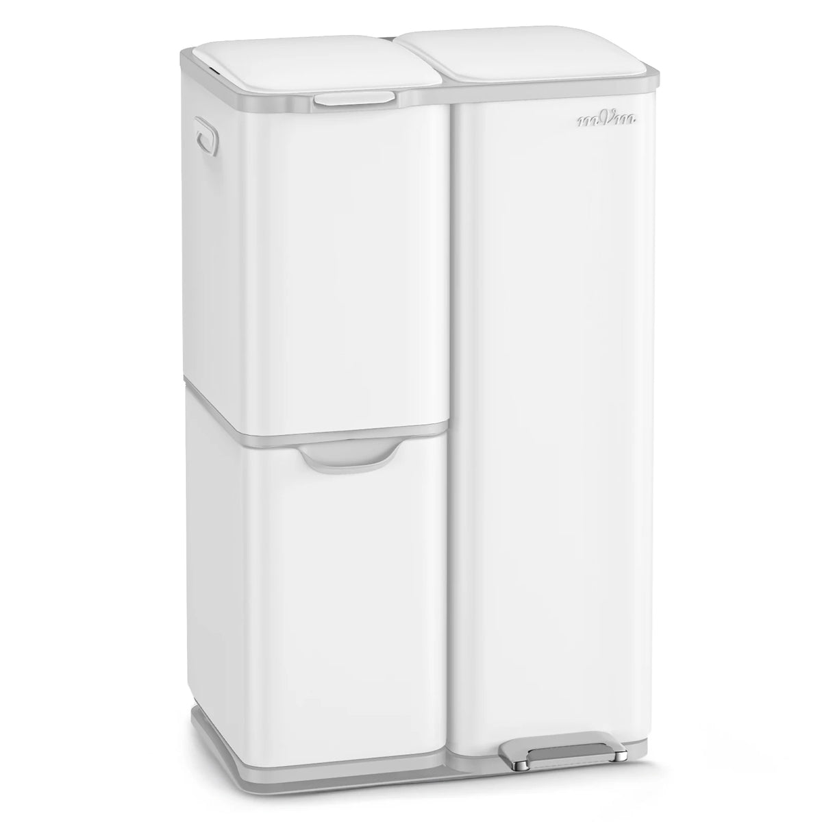 mVm 60L Three-Compartment Stainless Steel Recycling Trash Can, Kitchen Trash Can/Recycling Sorting Bin - Myaccessoriesstore