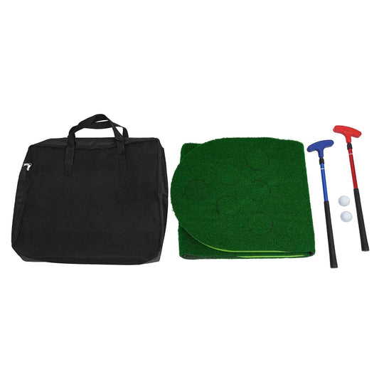 Miniature Golf Course - Green Base 118*19*1in Complete Set a Golf Course Mat, Two Golf Clubs and Two Golf Balls Different Difficulty Levels, Foldable Suitable for All Kinds of People Outdoor Play
