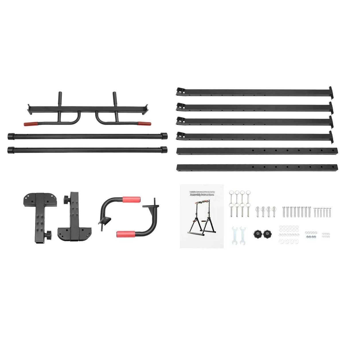 Adjustable Pull Up Bar, 200kg Load. Foldable, Multi-Function Training Station with Parallel Bars for Strength Training