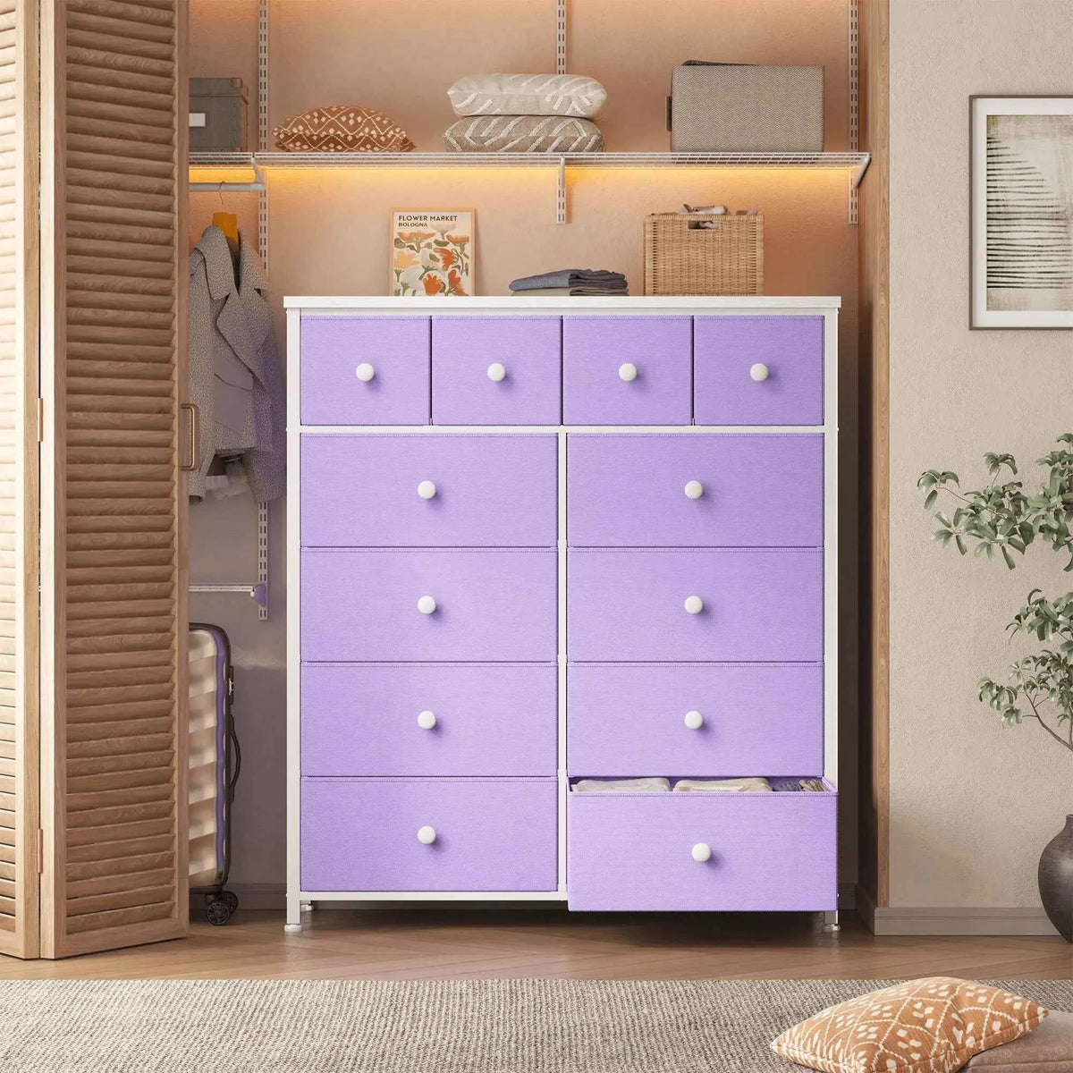 12-Drawer Tall  Dresser – Metal Frame, Wood Top, Anti-Tip – 38.97"W – For Bedroom, Entryway, Living Room, Closet, Dorm
