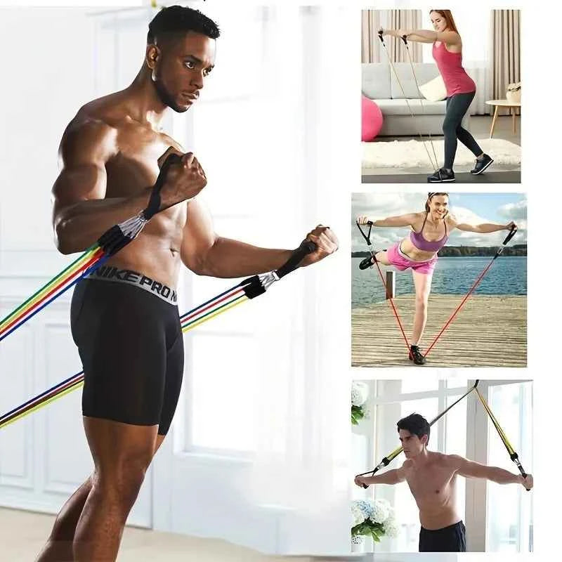 Resistance Band Set with Door Anchor,Exercise Bands,Handles,Handbag,Thigh Band And Ankle Strap,for Yoga,Pilates,Fitness Training