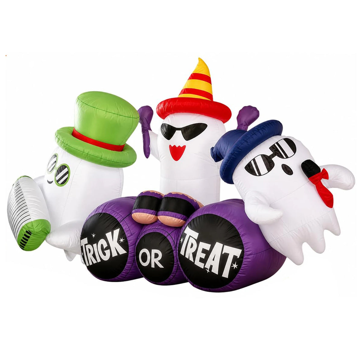 8ft Halloween Ghost Band. Inflatable Outdoor Yard Decoration With 6 Led Lights, Trick Or Treat Blow Up For the Lawn.