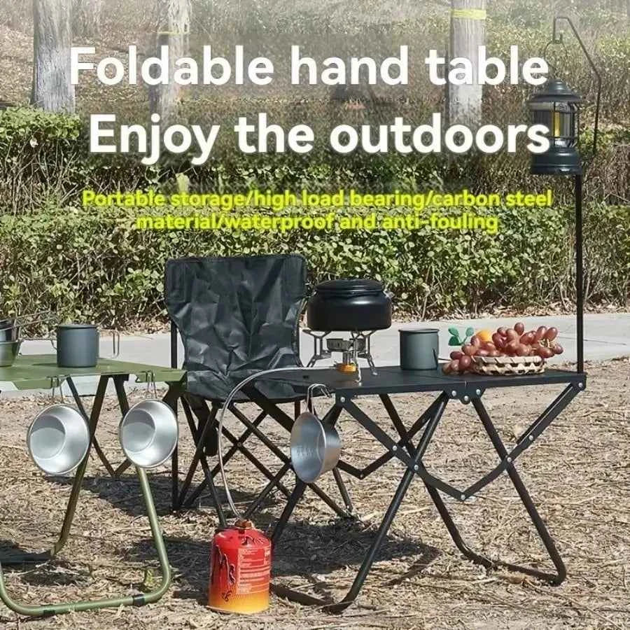 Portable Folding Lightweight Iron Table, Design Suitable For Camping, Parties, Hiking (Foldable),Outdoor Picnic Table ,Tool-Free Quick Setup