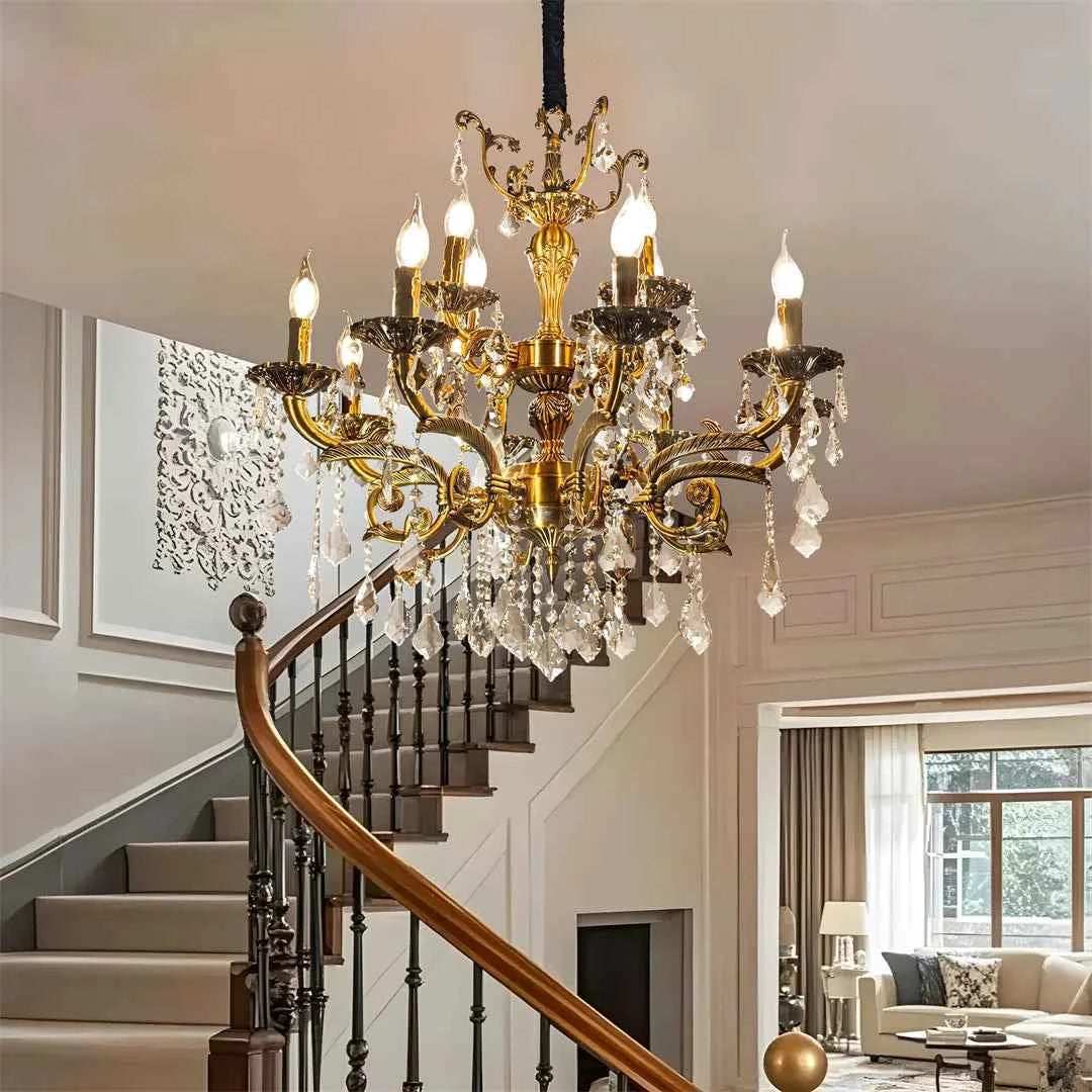 Antique Bronze LED Candle Pendant Ceiling Light Fixture with 6 Filament Bulbs for Crystal Chandeliers.