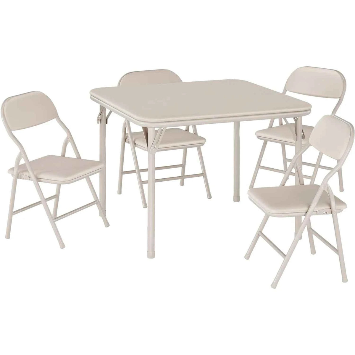 5-Piece  Kids Folding Table and Chairs Set. Upholstered Chairs, Waterproof PU Top, No Assembly, Toddler Furniture, Black