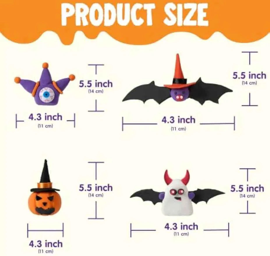 Halloween Craft Air Dry Clay Kit. 9 Packs Modeling Clay DIY Make Characters Kit. Ultra Light and Soft for Halloween Arts and Craft Activities.