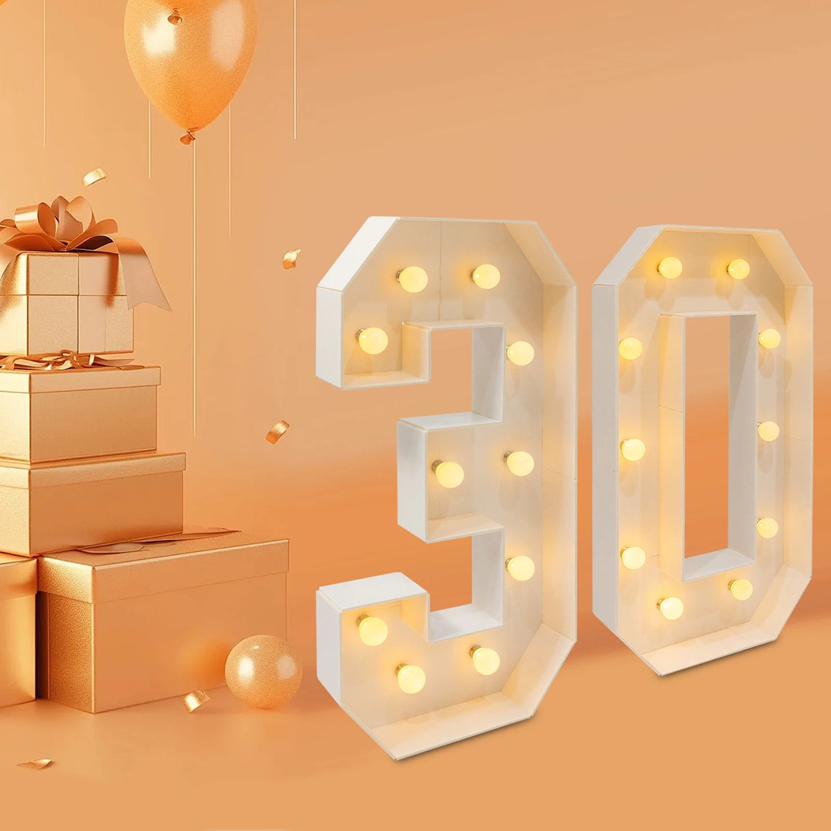 30/40/50/60 LED Light Up Numbers. 30th/40th/50th/60th Birthday Party Decoration Light Up Numbers 