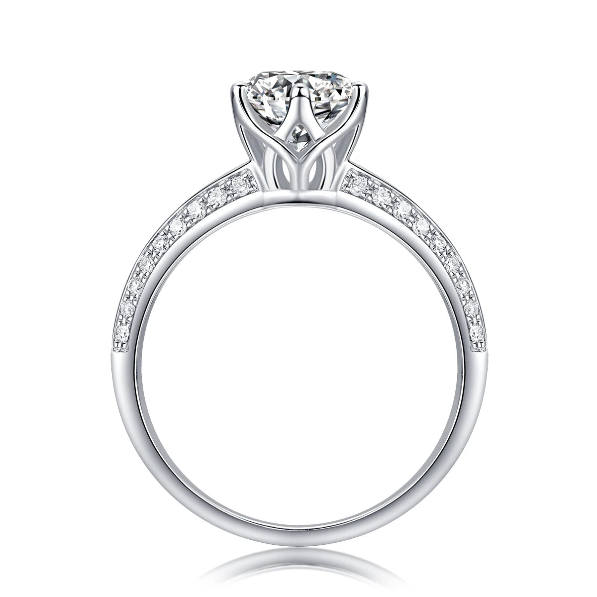 1pc 1ct, 2ct, 3ct Moissanite Ring. 925 Sterling Silver 18K Gold Plated Elegant Gift Jewelry for Women. Comes with GRA Certificate