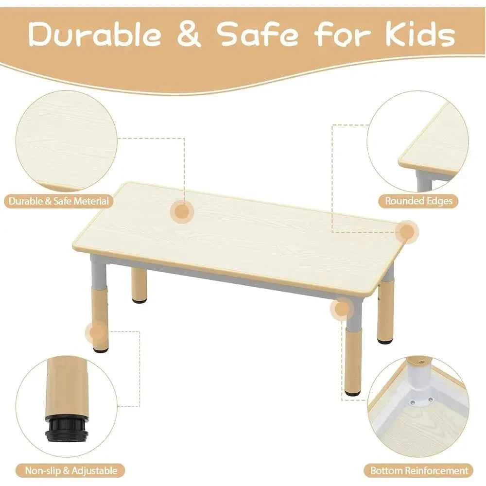 Kids Table And 6 Chairs Set. Height Adjustable Toddler Table. Ages 2-10.  Graffiti Desktop with Non-Slip Legs for Children