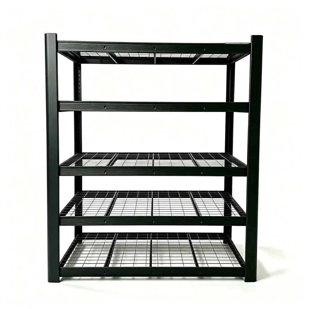 5 Tier Wide Mesh Steel Storage Shelf Heavy Duty Garage Organizer Rack,  Adjustable Height Metal Shelving