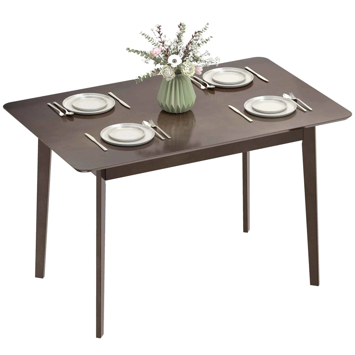47" Mid-Century Modern Dining Table for 4, Rectangular Kitchen Table with Wood Grain Finish, Tapered Legs, Wood Frame for Dining Room, Apartment, Easy to Assemble, Dark Mahogany
