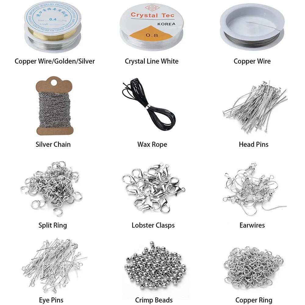 2456-Piece Deluxe DIY Bead Jewelry Making Kit - Includes Beads, Findings, and Accessories for Creating Unique Bracelets, Necklaces