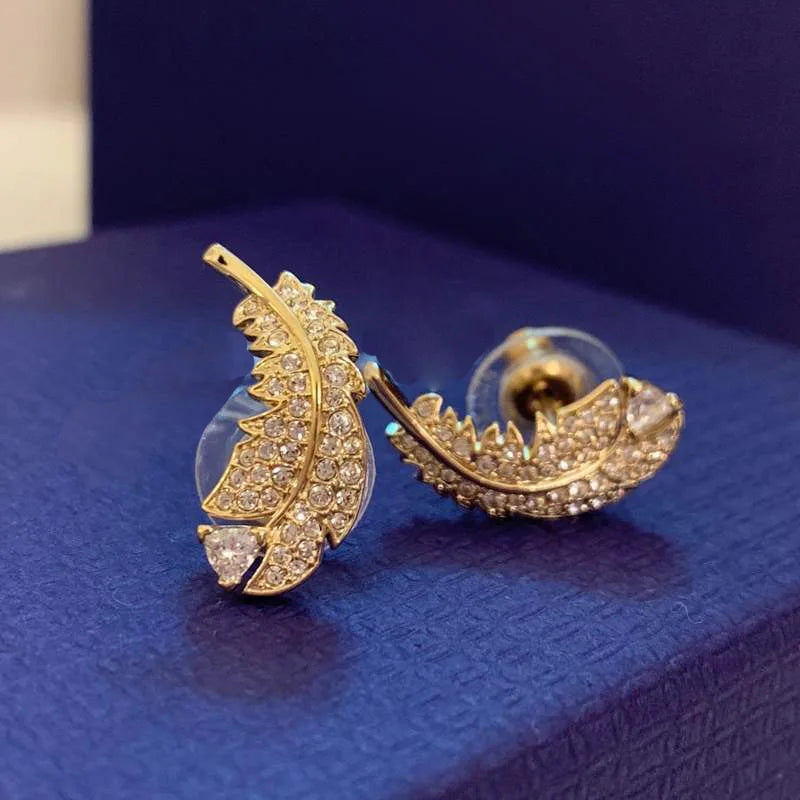 Buy One Get One Free S925 Pure Silver Full Diamond Mysterious Feather Earrings. Exclusive To High-end Luxury Banquets