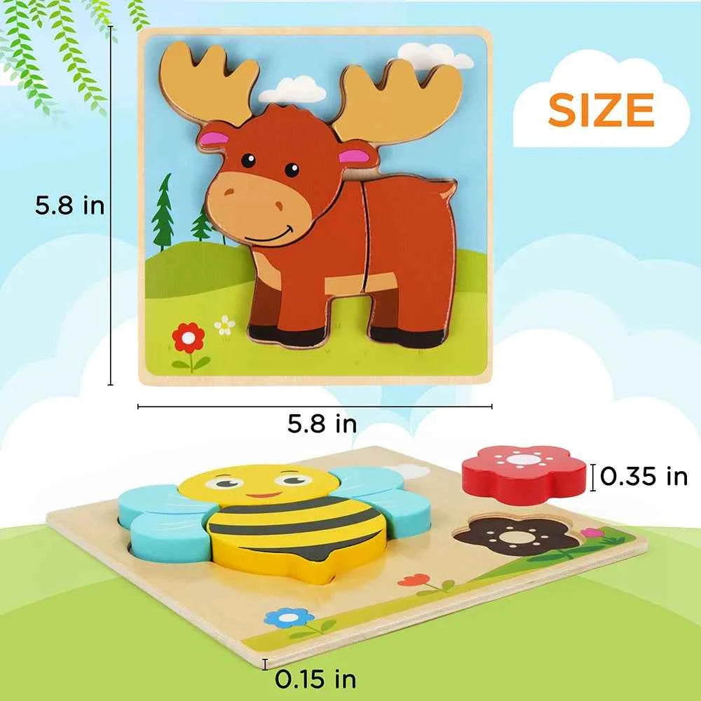 8 Pack Animal Wooden Puzzles Toys For Toddlers, Educational. Great for  Christmas, Birthday, & Thanksgiving Gifts