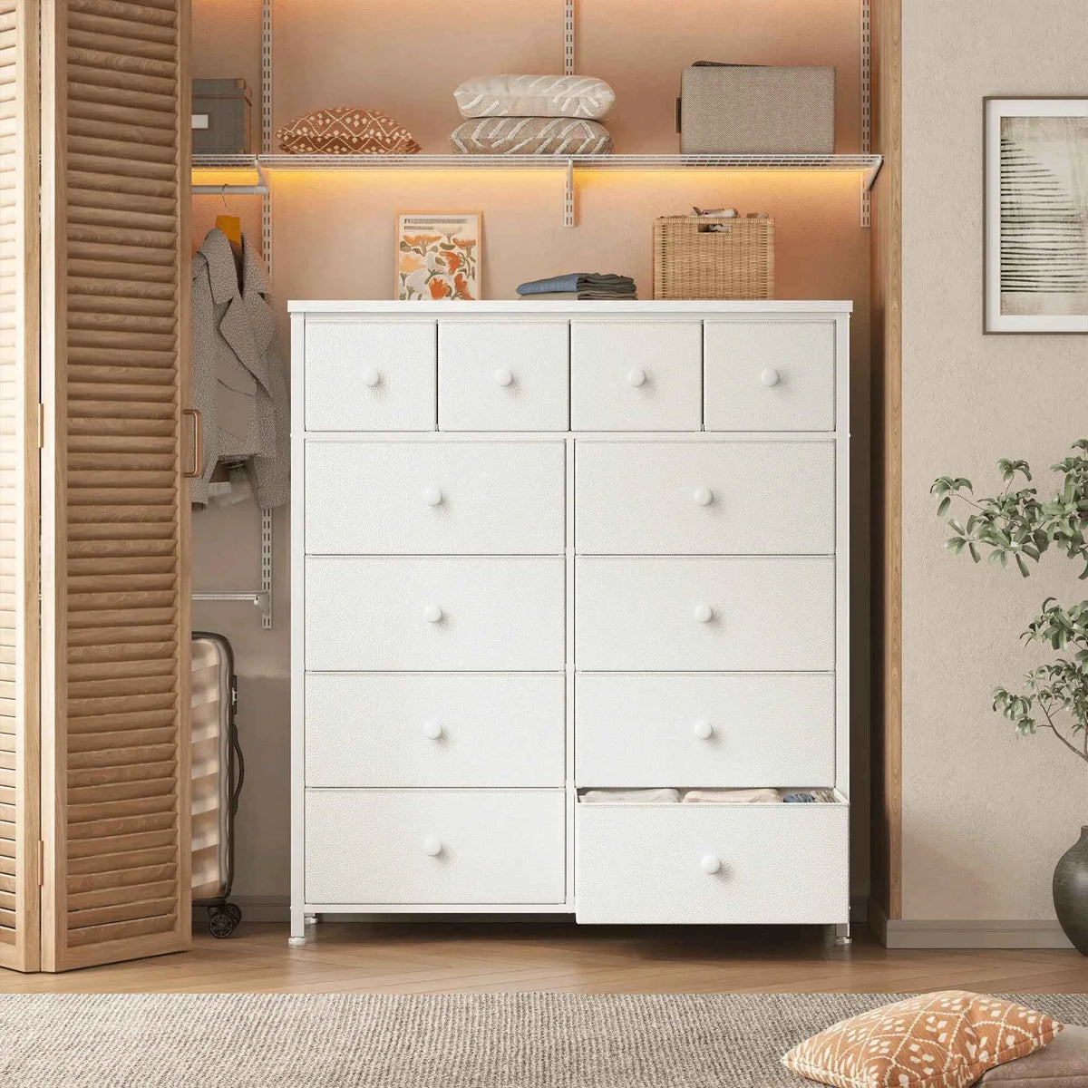 12-Drawer Tall  Dresser – Metal Frame, Wood Top, Anti-Tip – 38.97"W – For Bedroom, Entryway, Living Room, Closet, Dorm