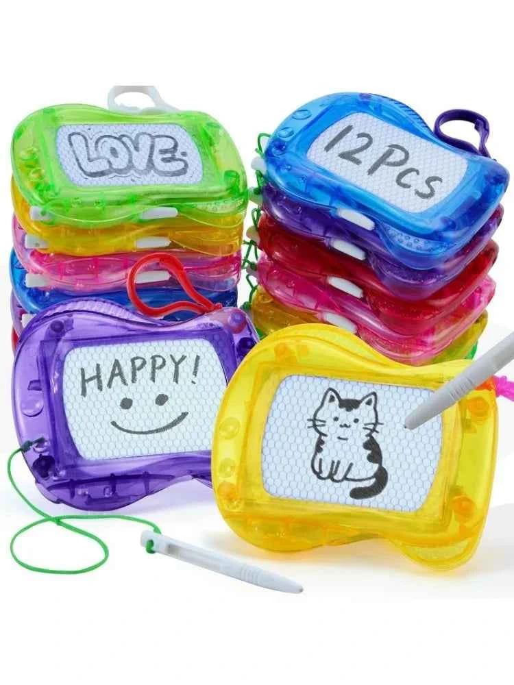 12 Pcs Mini Magnetic Drawing Board. 6 Different Color Erasable Keychain Drawing Boards. Writing Pad for Kids 8-12,