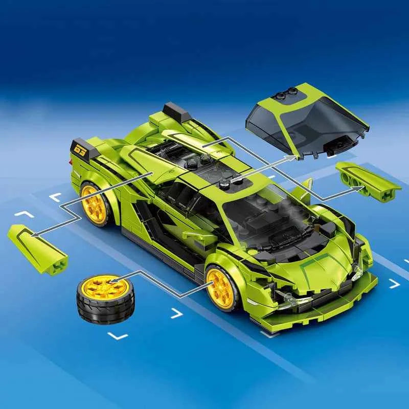 Sports Car Supercar Assembly Building Blocks. MOC Racing Vehicle Model Construction Set .Toys Christmas Gift