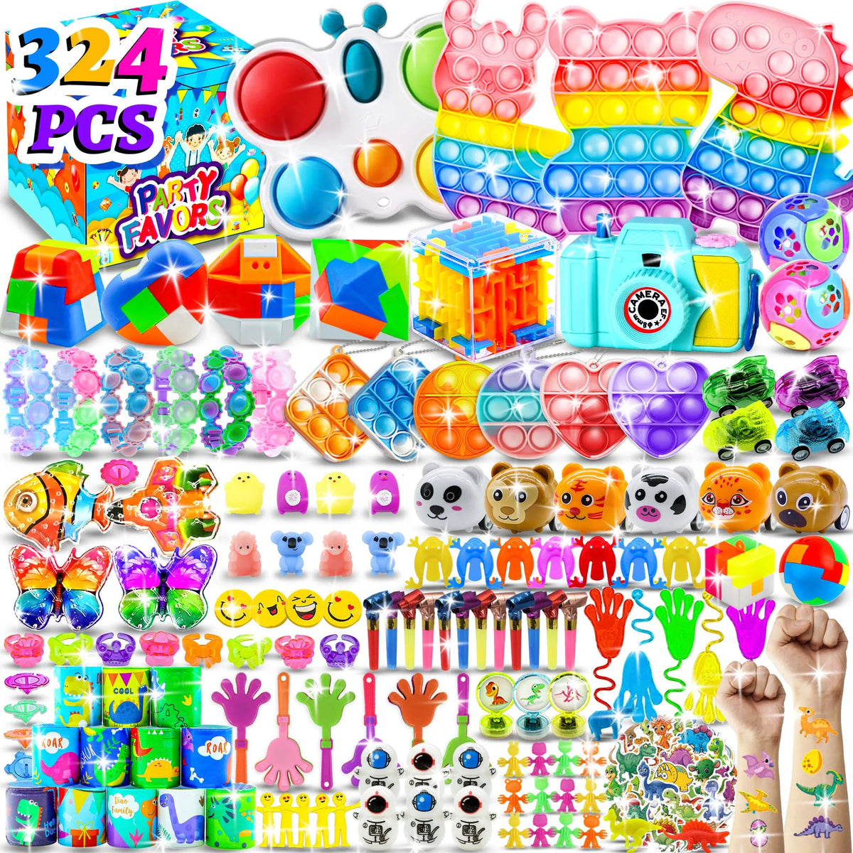 Kids Fidget Toys Party Favors Pack - Sensory Set Gifts with Stickers, Goodie Bag Fillers, Treasure Box, Classroom Prizes for School