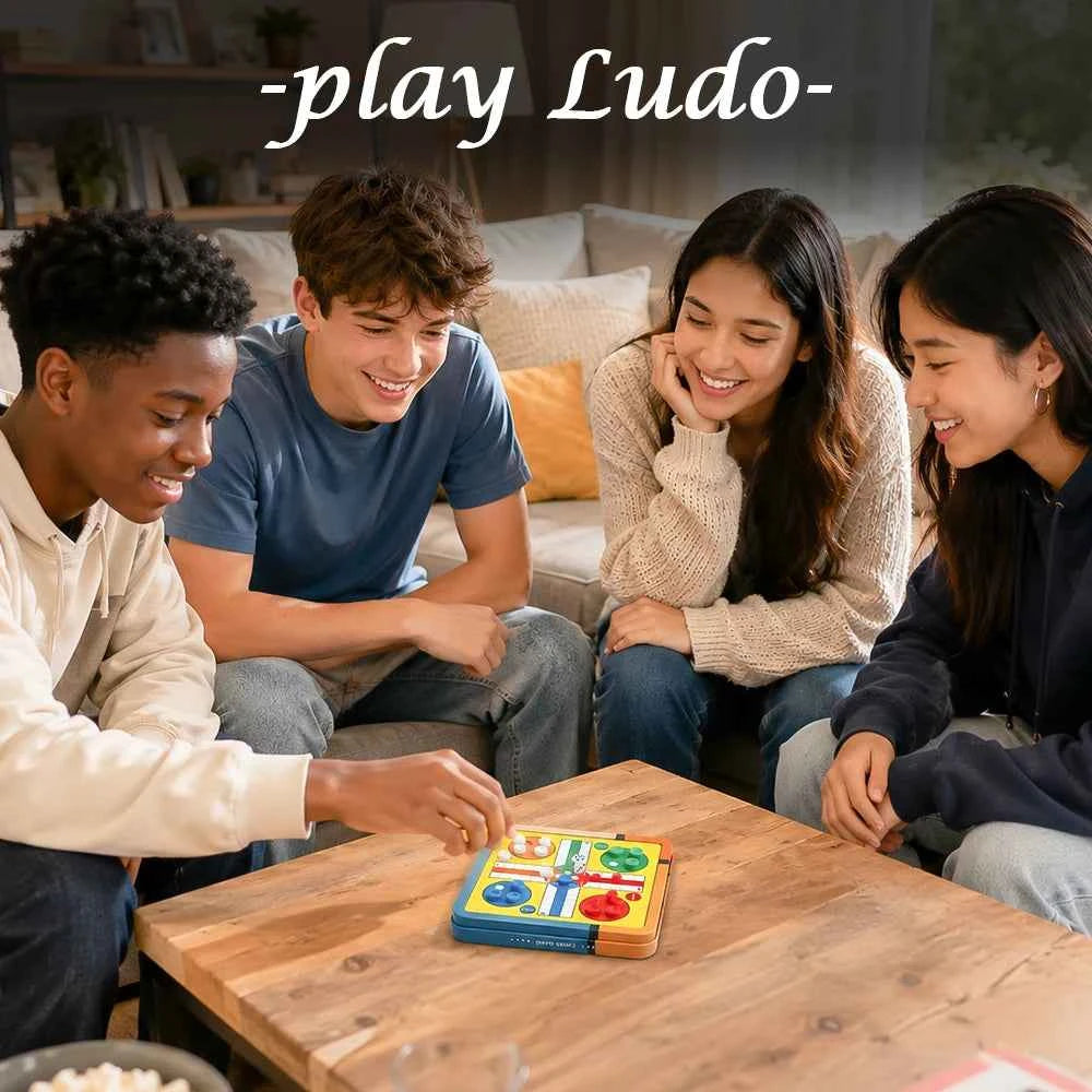 Portable 3‑in‑1 Chess, Checkers, & Ludo Board Game Set. Folding Storage Travel Family Puzzle Game, 2‑4 Players. Educational.