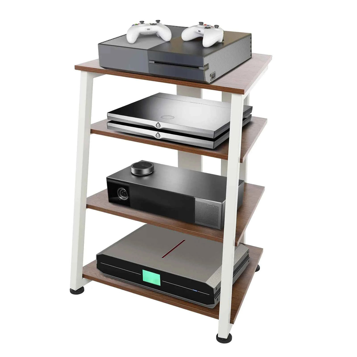 4‑Tier AV Media Stand with Cable Management. Carbon Steel Stereo Rack for Home Theater.