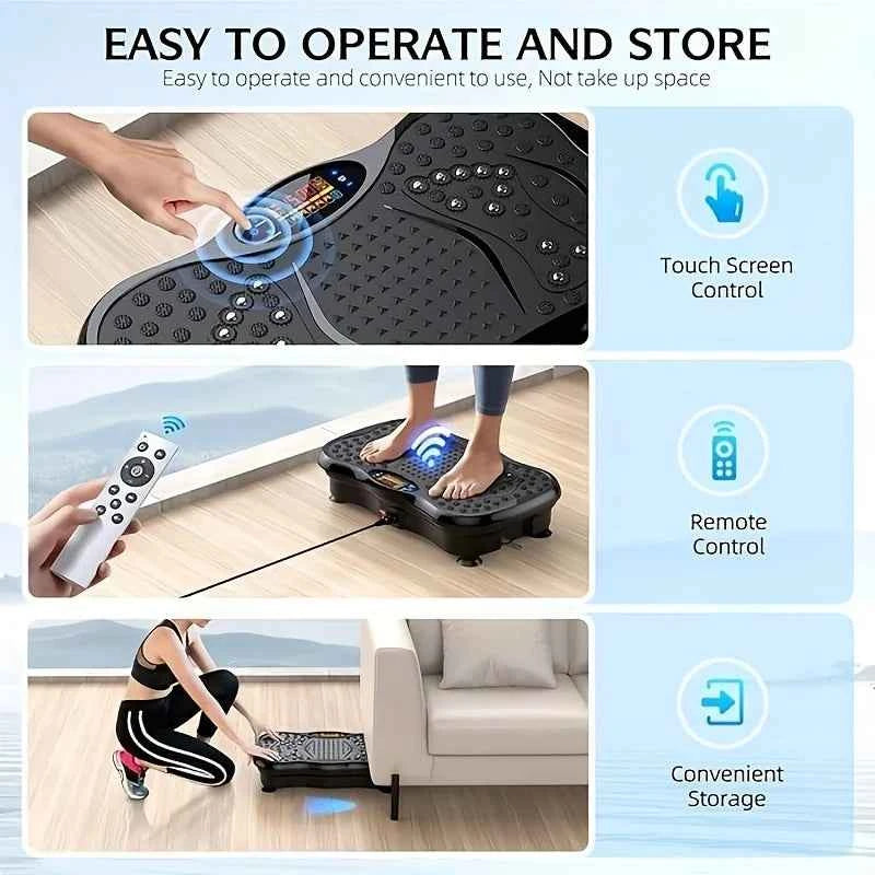 Exercise Machine with Resistance Bands Compact Vibration Platform for Full-Body Workout.USB Powered No Battery