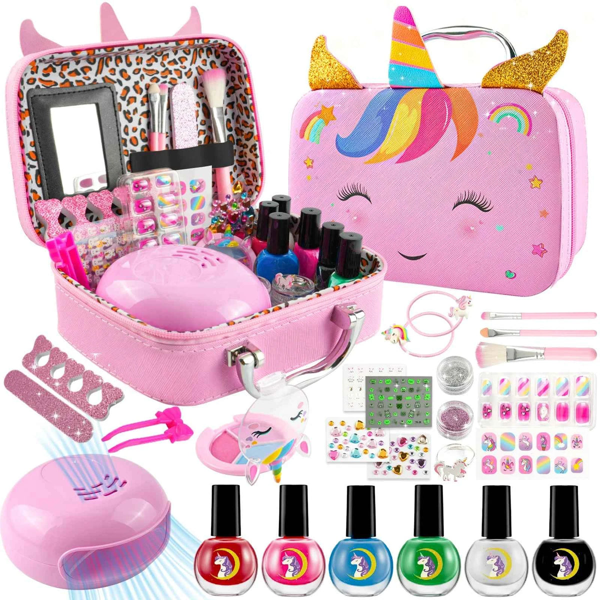 Kids Washable Makeup Girl Toys - Kids Nail Art Kit for Girl, Real Make Up Set, Little Girls Makeup Kit for Toddler, Kid, Children