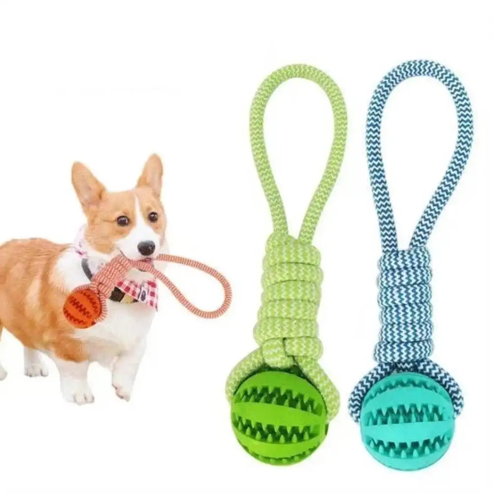 Dog Chew Toy with Cotton Rope. Tug Toy with Treat Dispensing Rubber Ball. Durable Bite Resistant Teeth Cleaning. Interactive Training Toy for Puppy, Small, and Medium Dogs. Green