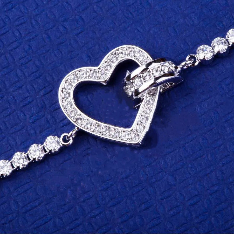 Buy One Get One Free S925 Sterling Silver Full Diamond Heart-shaped Pull-out Bracelet for Women 2026 New Model