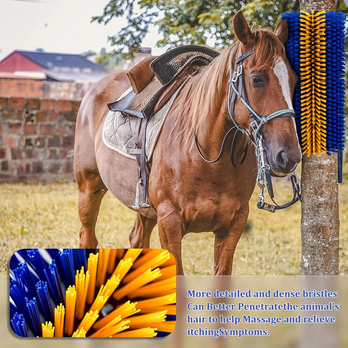 Livestock Scratching Brush - Horse  or Cows Brushes for Grooming and Itch Relief. Equine, Cattle, Goat, Sheep, & Pig Massage Brushes