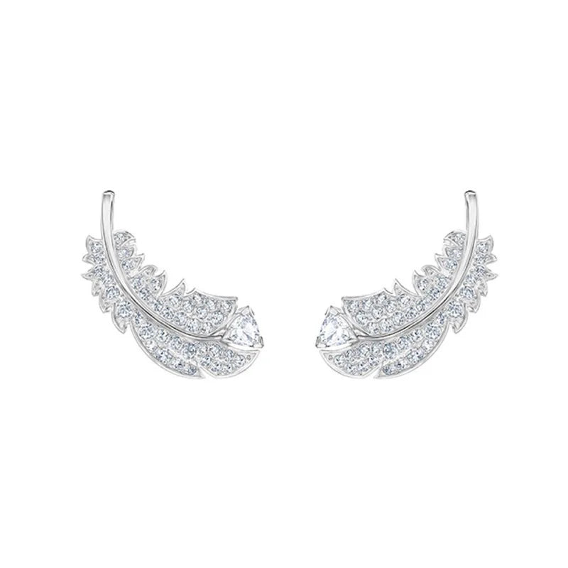 Buy One Get One Free S925 Pure Silver Full Diamond Mysterious Feather Earrings. Exclusive To High-end Luxury Banquets