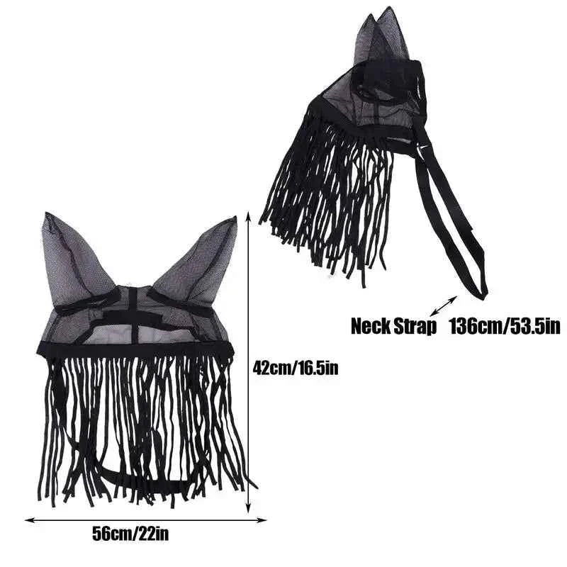 Horse Fly Cover With Ear Mesh. Adjustable with Tassels & UV Shield.