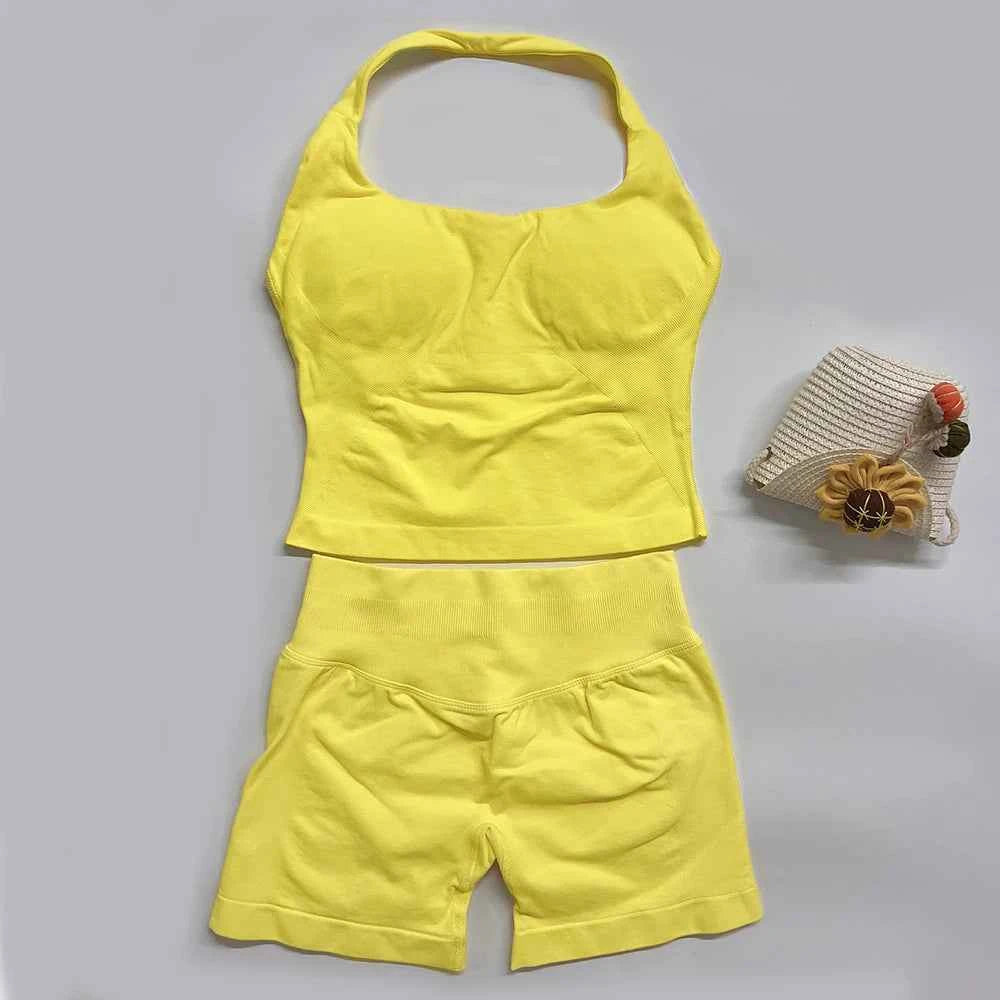 two pieces yoga outfits. DF impact gym clothing fitness pants set. DFNNYE woman Halter Top sports leggings Gym workout sets