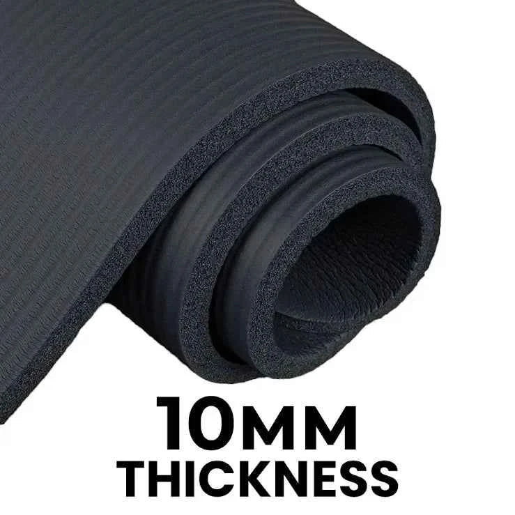 Extra Thick 10mm Exercise Yoga Mat Multipurpose Workout NBR 72 x 24 w/ Bag Strap