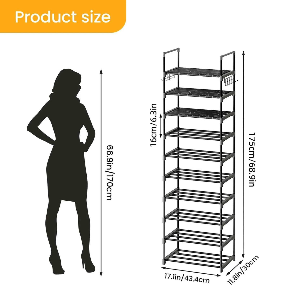 10-Tier Over Toilet Storage Rack, Adjustable Bathroom Organizer Cabinet with Space Saving Shelves,