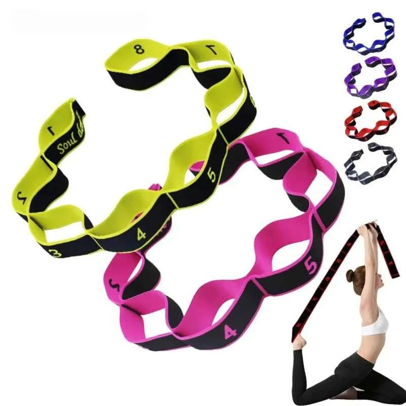 8/10 Sections of Resistance Band.  for Yoga, Stretching, Pilates, Fitness.  Elastic Stretch Training Tension Belt