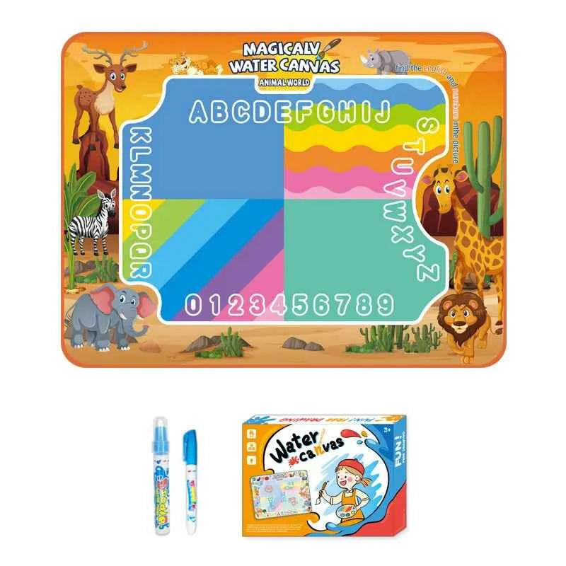 Magic Water Canvas Doodle Mat for Kids. Aqua Drawing Board Reusable Water Painting Graffiti Mat. Educational Early Learning Toy For Boys & Girls